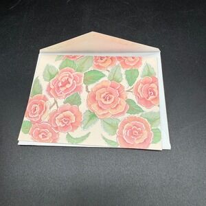 Vintage Embossed Botanical Notecard Heart Rose by Sarah-Jane Gillespie‎ 4" Wide